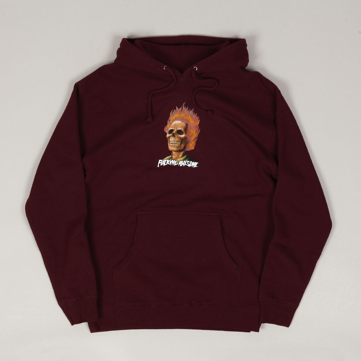 Fucking Awesome Flame Skull Hoodie Maroon