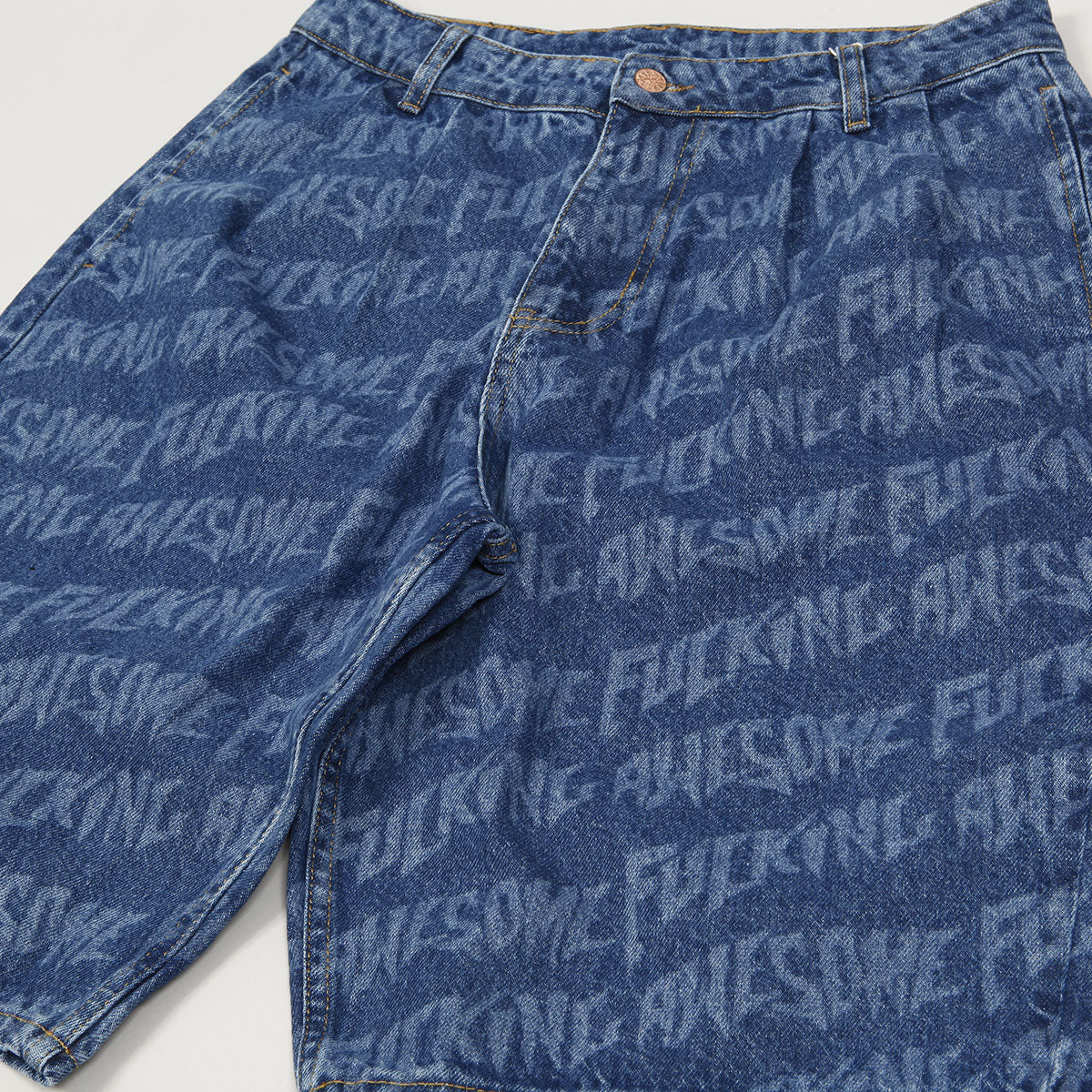 Fucking Awesome Baggy Stamp Shorts Blue