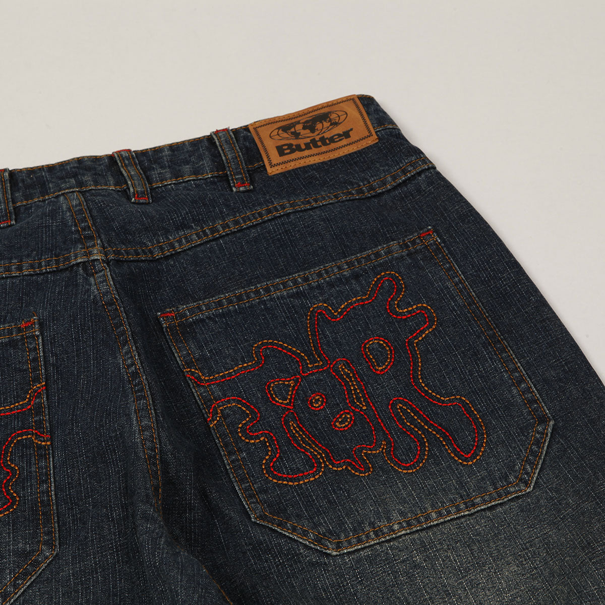 Butter Goods Blotch Denim Pants Streaky Navy