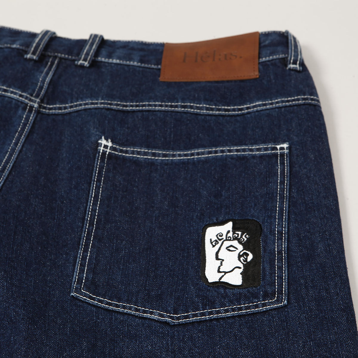 Hélas Dieu Grec Denim Shorts Wash Navy