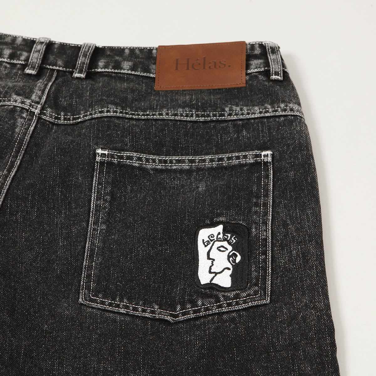 Hélas Dieu Grec Denim Shorts Wash Black